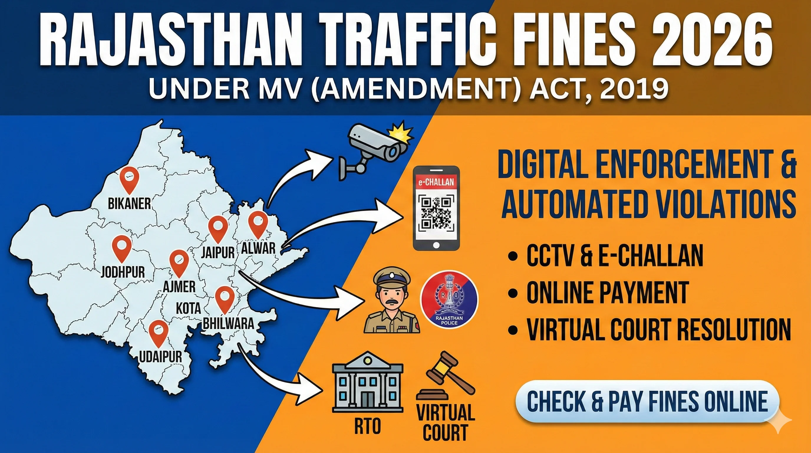 Traffic Fines & Penalties in Rajasthan (RJ)